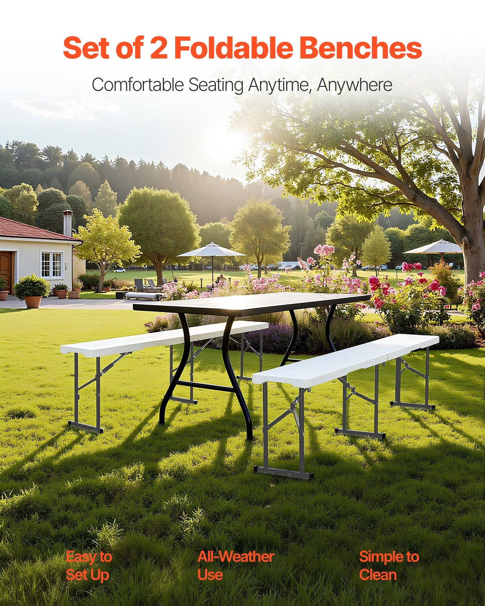 Plastic Folding Bench, 6 ft Portable Bench for Indoor/Outdoor Picnic Party Patio Camping Dining, Foldable V952-SLKZDYDZY6FTUQW6VV0