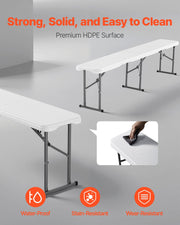 Plastic Folding Bench, 6 ft Portable Bench for Indoor/Outdoor Picnic Party Patio Camping Dining, Foldable V952-SLKZDYDZY6FTUQW6VV0