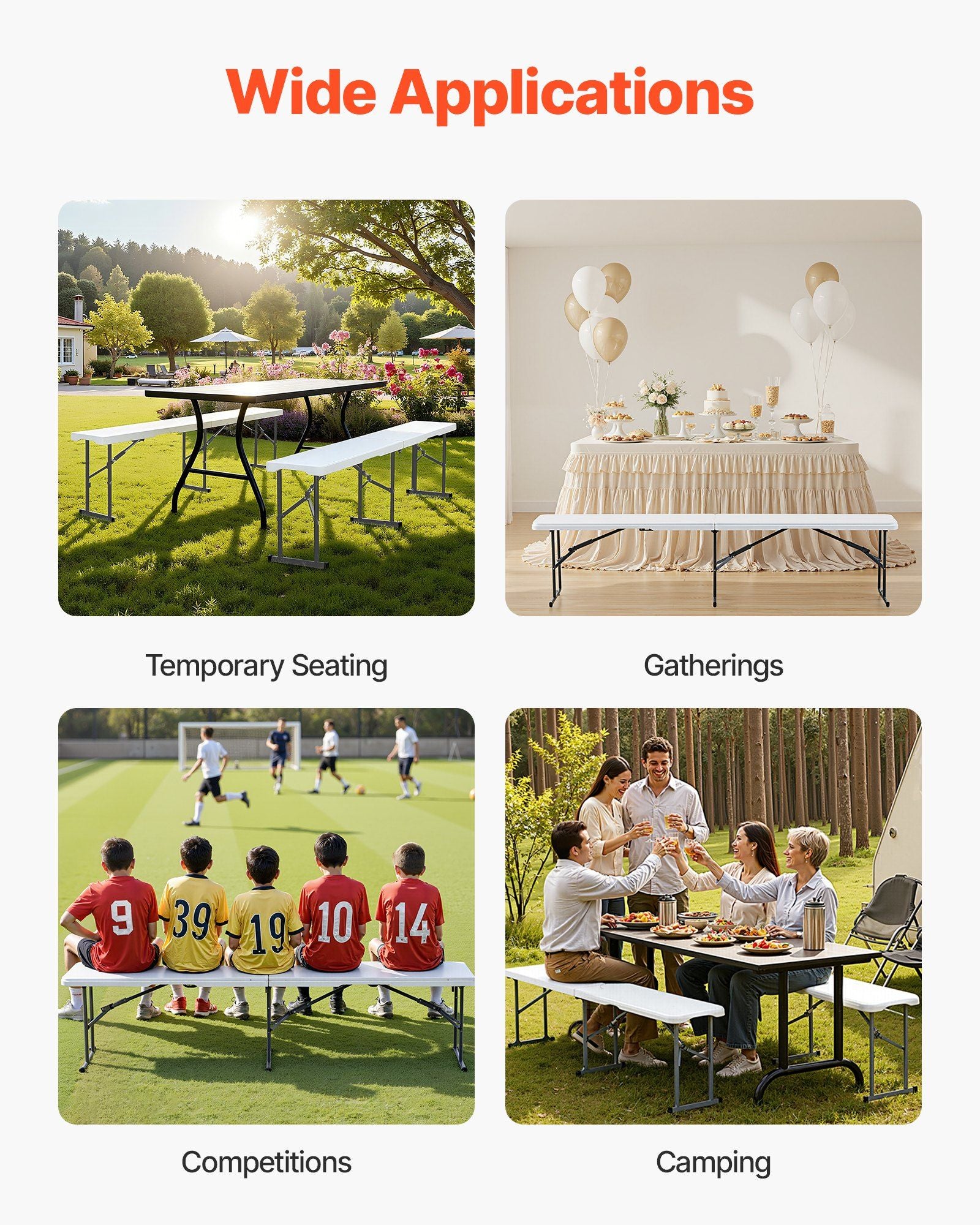 Plastic Folding Bench, 6 ft Portable Bench for Indoor/Outdoor Picnic Party Patio Camping Dining, Foldable V952-SLKZDYDZY6FTUQW6VV0
