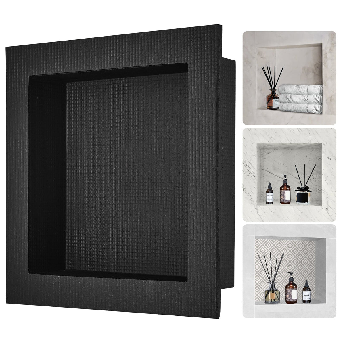 Shower Niche Ready for Tile 40.64 x 40.64 cm, Single Shelf Organizer, Square Corners Wall-inserted Niche V952-SLLYBK1C16YCJHDDFV0
