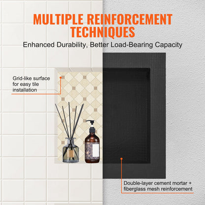 Shower Niche Ready for Tile 40.64 x 40.64 cm, Single Shelf Organizer, Square Corners Wall-inserted Niche V952-SLLYBK1C16YCJHDDFV0