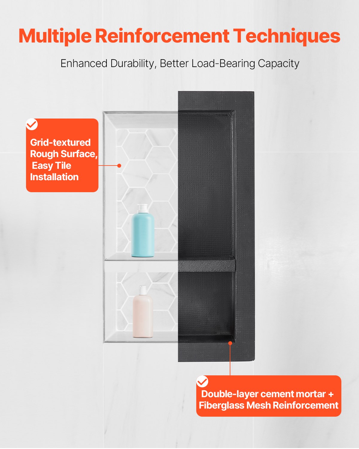 Shower Niche 40.6 x 71.1 x 10.2 cm Recessed Wall Shelf for Bathroom V952-SLLYBK2C16IN1T8NP001V0