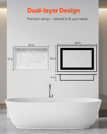 Shower Niche 40.6 x 71.1 x 10.2 cm Recessed Wall Shelf for Bathroom V952-SLLYBK2C16IN1T8NP001V0