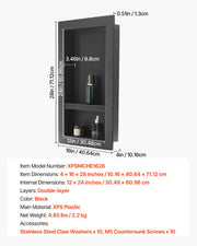 Shower Niche 40.6 x 71.1 x 10.2 cm Recessed Wall Shelf for Bathroom V952-SLLYBK2C16IN1T8NP001V0