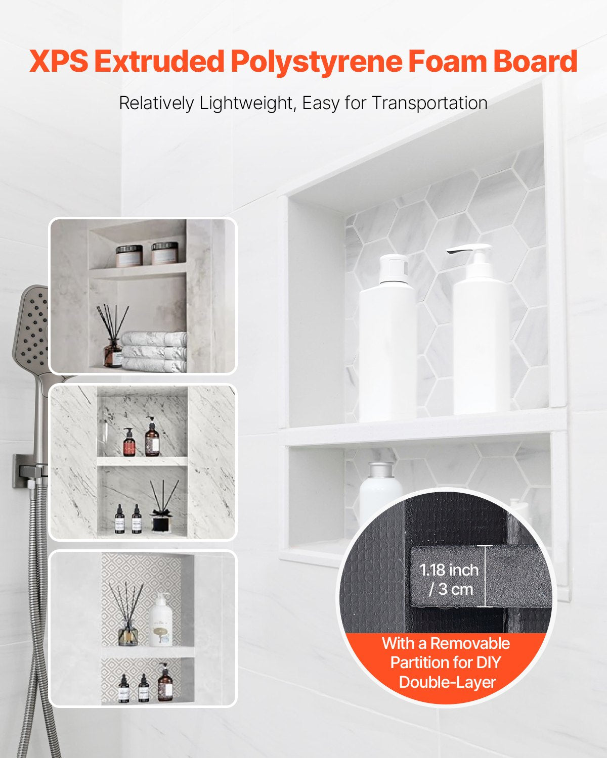 Shower Niche 40.6 x 50.8 x 10.2 cm Recessed Wall Divider Shelf Bathroom V952-SLLYBK2C16INJ0D06001V0