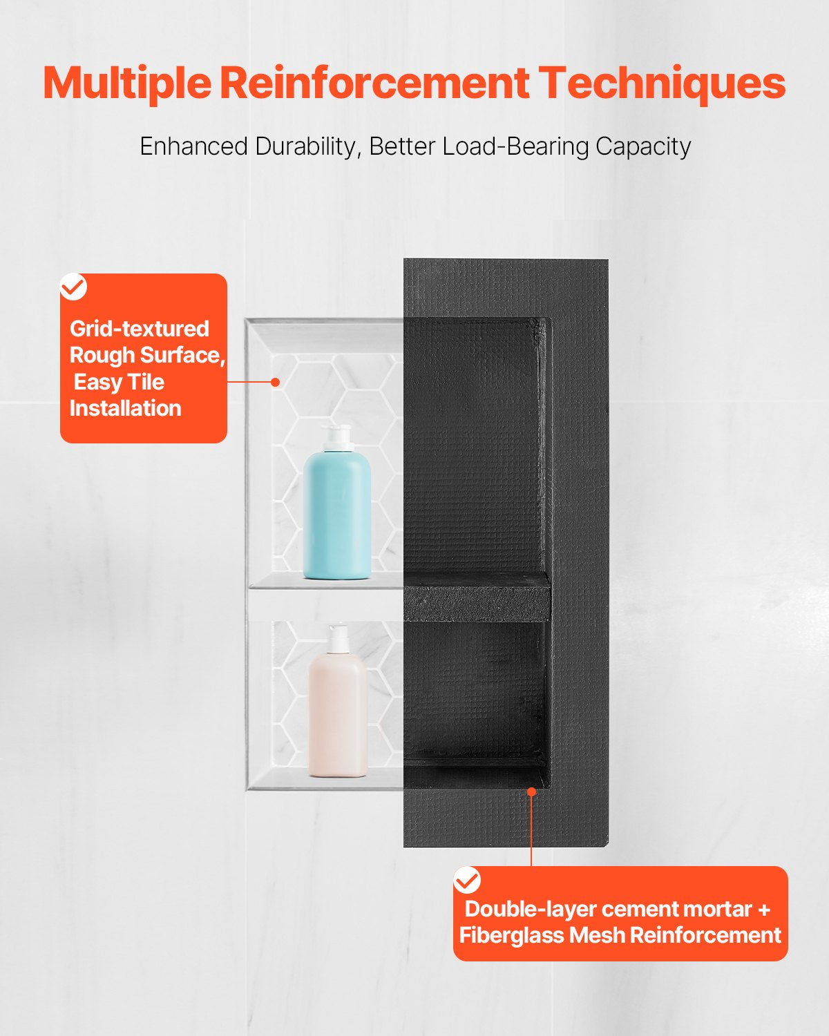 Shower Niche 40.6 x 50.8 x 10.2 cm Recessed Wall Divider Shelf Bathroom V952-SLLYBK2C16INJ0D06001V0