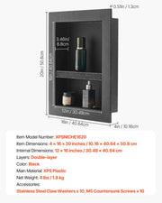 Shower Niche 40.6 x 50.8 x 10.2 cm Recessed Wall Divider Shelf Bathroom V952-SLLYBK2C16INJ0D06001V0