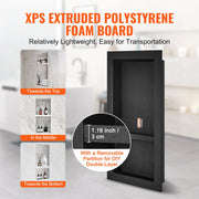 Shower Niche Ready for Tile 40.64 x 81.28 cm, Double Shelf Organizer, Square Corners Wall-inserted Niche V952-SLLYBK2C16YCZ39ANV0