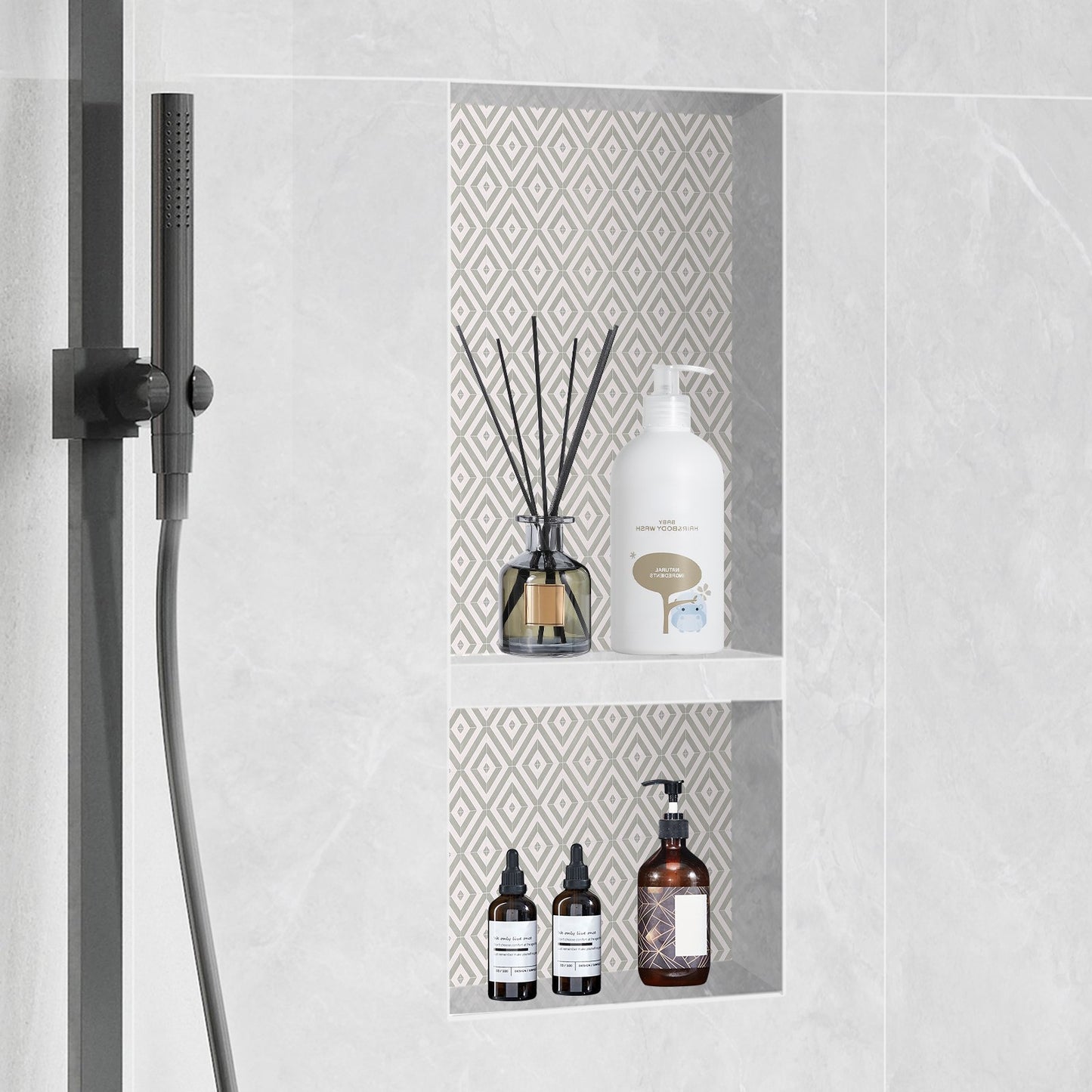 Shower Niche Ready for Tile 40.64 x 81.28 cm, Double Shelf Organizer, Square Corners Wall-inserted Niche V952-SLLYBK2C16YCZ39ANV0