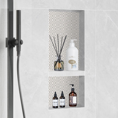 Shower Niche Ready for Tile 40.64 x 81.28 cm, Double Shelf Organizer, Square Corners Wall-inserted Niche V952-SLLYBK2C16YCZ39ANV0