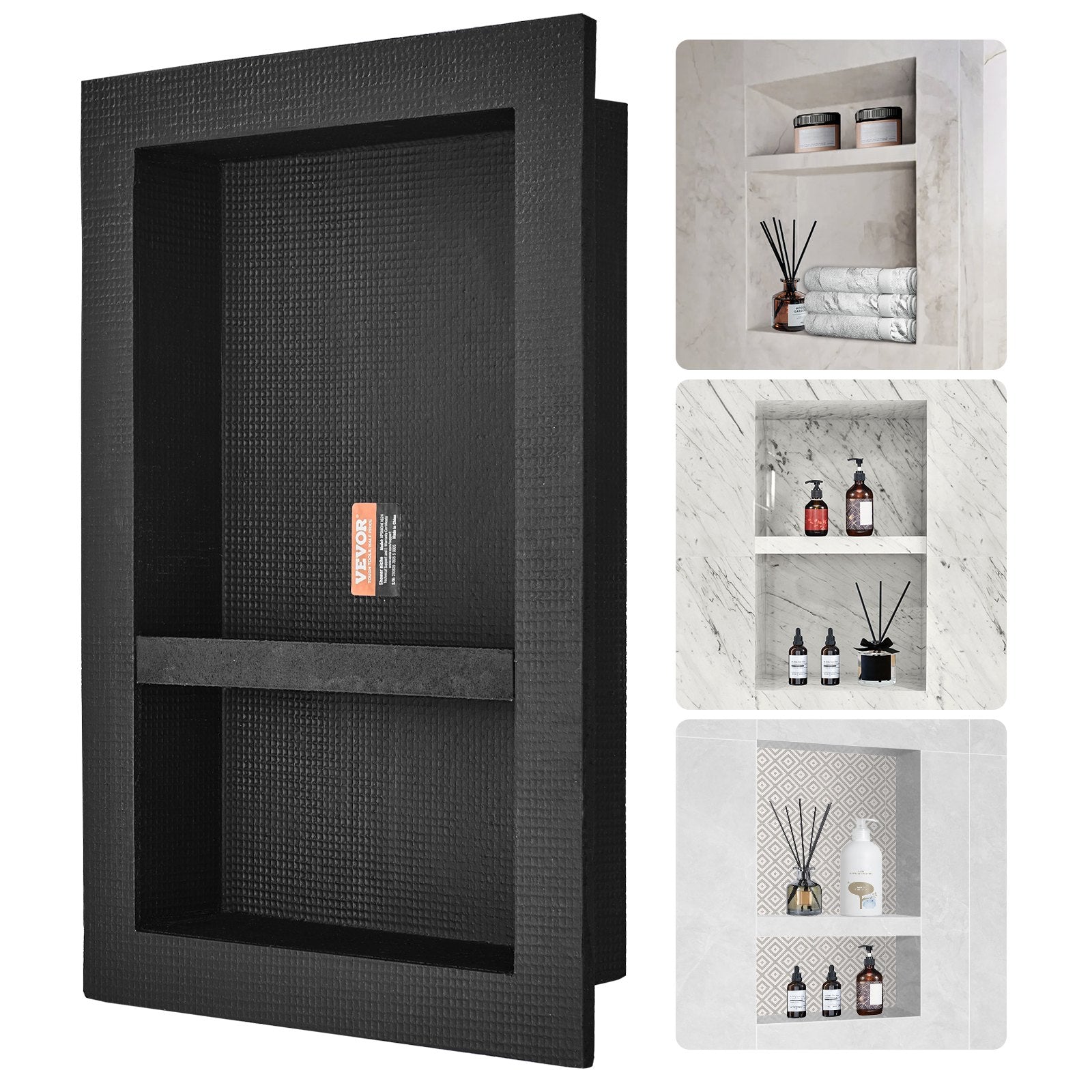 Shower Niche Ready for Tile 40.64 x 60.96 cm, 16 x 24 inch Double Shelf Organizer, Square Corners V952-SLLYBK2C17YCR2AE8V0