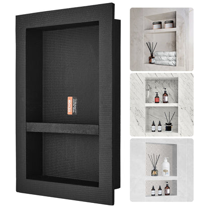 Shower Niche Ready for Tile 40.64 x 60.96 cm, 16 x 24 inch Double Shelf Organizer, Square Corners V952-SLLYBK2C17YCR2AE8V0