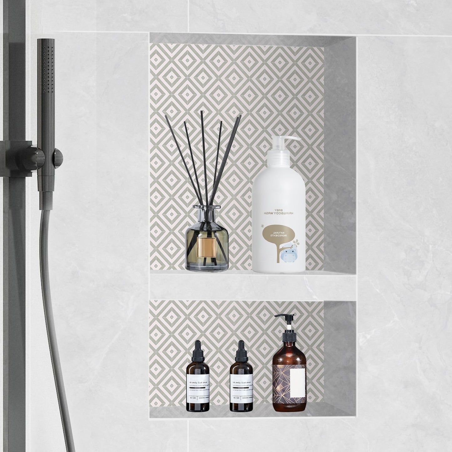 Shower Niche Ready for Tile 40.64 x 60.96 cm, 16 x 24 inch Double Shelf Organizer, Square Corners V952-SLLYBK2C17YCR2AE8V0