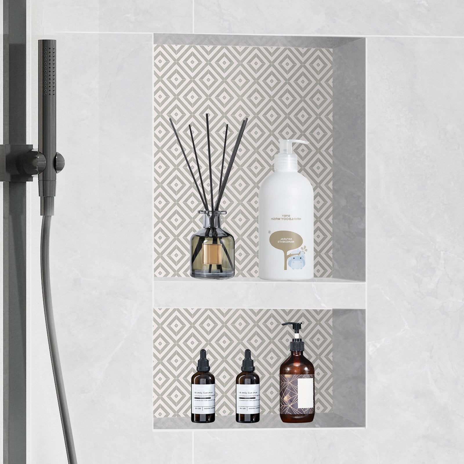 Shower Niche Ready for Tile 40.64 x 60.96 cm, 16 x 24 inch Double Shelf Organizer, Square Corners V952-SLLYBK2C17YCR2AE8V0