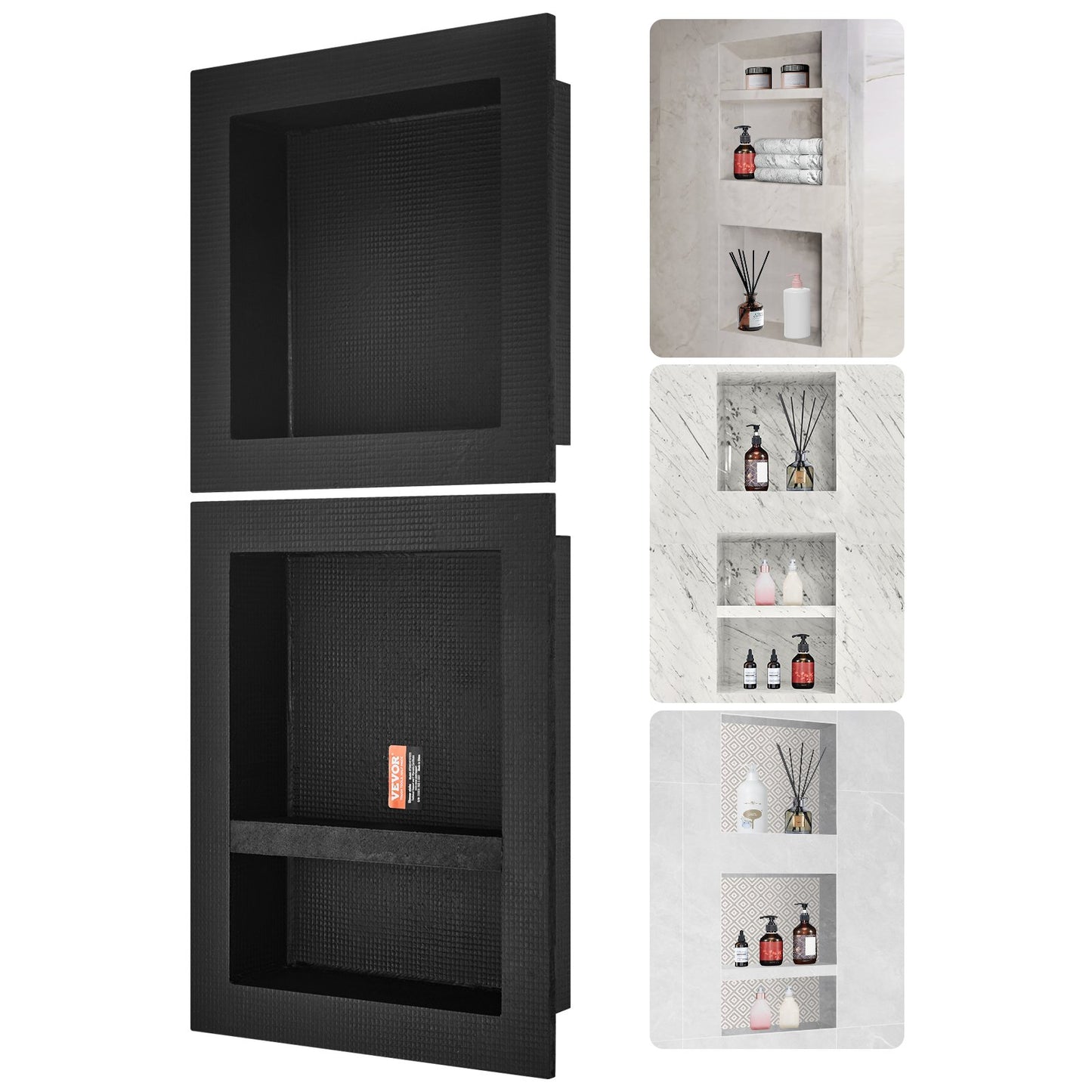 Shower Niche Ready for Tile 40.64x40.64cm & 40.64x50.8cm, Triple Shelf, Square Corners Wall-inserted Niche V952-SLLYBK3C16YCJMSU0V0