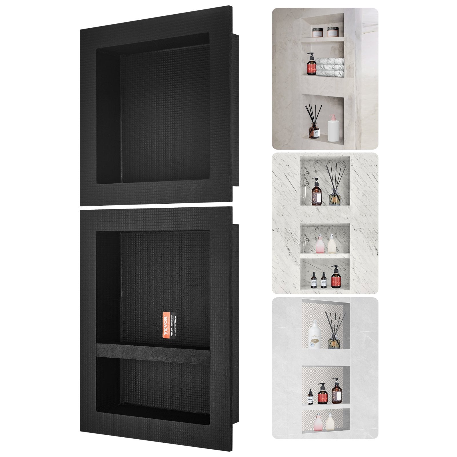Shower Niche Ready for Tile 40.64x40.64cm & 40.64x50.8cm, Triple Shelf, Square Corners Wall-inserted Niche V952-SLLYBK3C16YCJMSU0V0