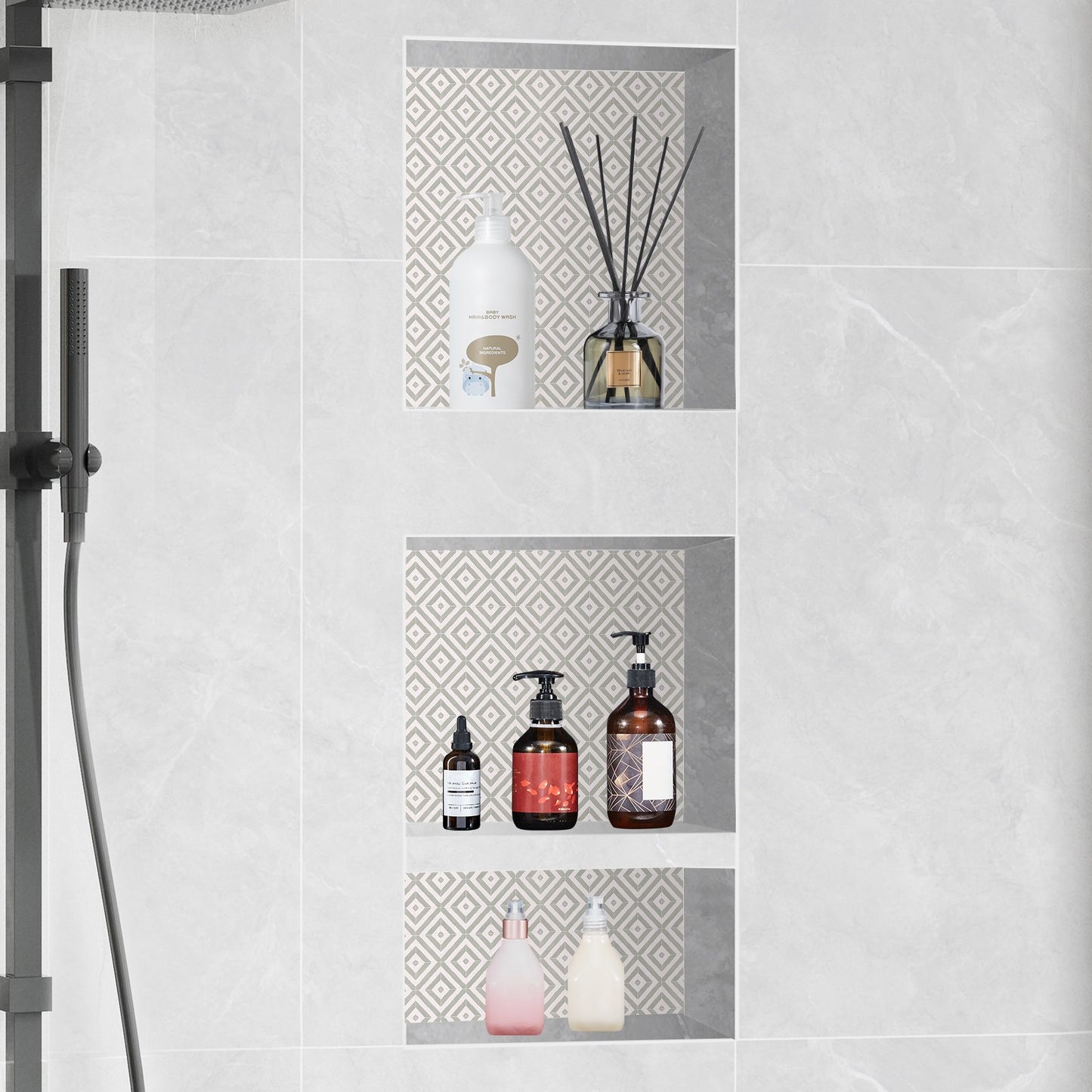 Shower Niche Ready for Tile 40.64x40.64cm & 40.64x50.8cm, Triple Shelf, Square Corners Wall-inserted Niche V952-SLLYBK3C16YCJMSU0V0