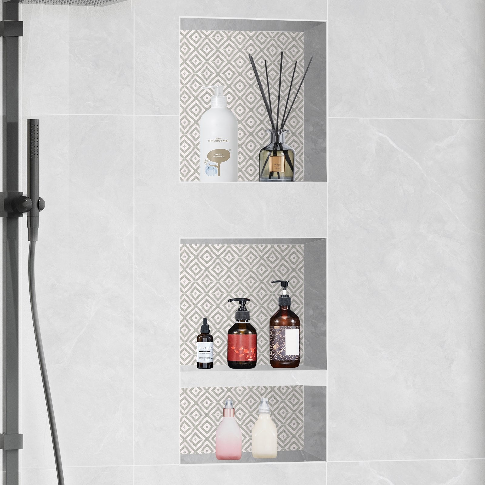 Shower Niche Ready for Tile 40.64x40.64cm & 40.64x50.8cm, Triple Shelf, Square Corners Wall-inserted Niche V952-SLLYBK3C16YCJMSU0V0