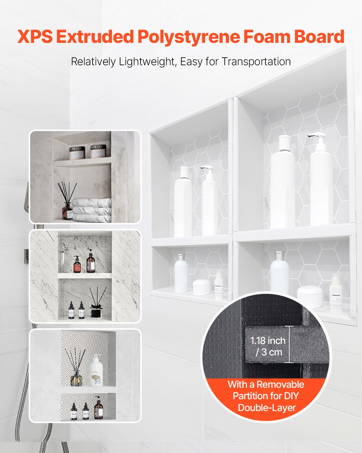Shower Niche 40.6 x 61+40.6 x 61 cm Recessed Wall Organizer Bathroom V952-SLLYBK4C16INUI9XP001V0