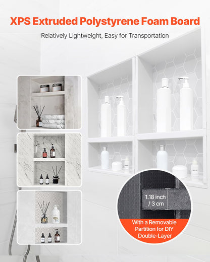 Shower Niche 40.6 x 61+40.6 x 61 cm Recessed Wall Organizer Bathroom V952-SLLYBK4C16INUI9XP001V0