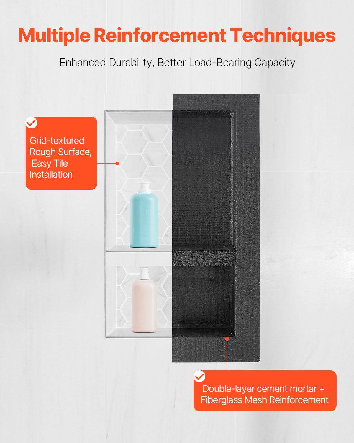 Shower Niche 40.6 x 61+40.6 x 61 cm Recessed Wall Organizer Bathroom V952-SLLYBK4C16INUI9XP001V0