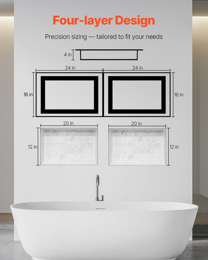 Shower Niche 40.6 x 61+40.6 x 61 cm Recessed Wall Organizer Bathroom V952-SLLYBK4C16INUI9XP001V0