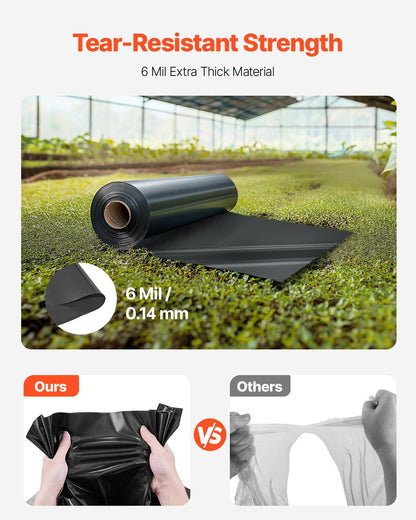 Plastic Sheeting Heavy Duty 10' x 100', 6 Mil Thick Plastic Sheeting Roll, Plastic Drop Cloth Painters Tarp, V952-SLM10FT100FT75M0GV0