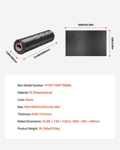 Plastic Sheeting Heavy Duty 10' x 100', 6 Mil Thick Plastic Sheeting Roll, Plastic Drop Cloth Painters Tarp, V952-SLM10FT100FT75M0GV0