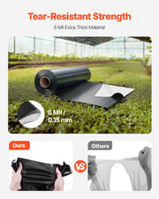 6Mil Plastic Sheeting Roll 10 x 100 FT Heavy Duty Film Black & White V952-SLM10FT100FTDQBDCV0