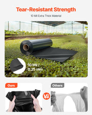 10Mil Plastic Sheeting Roll 20 x 100 FT Heavy Duty Polyethylene Black V952-SLM20FT100FT86LRDV0