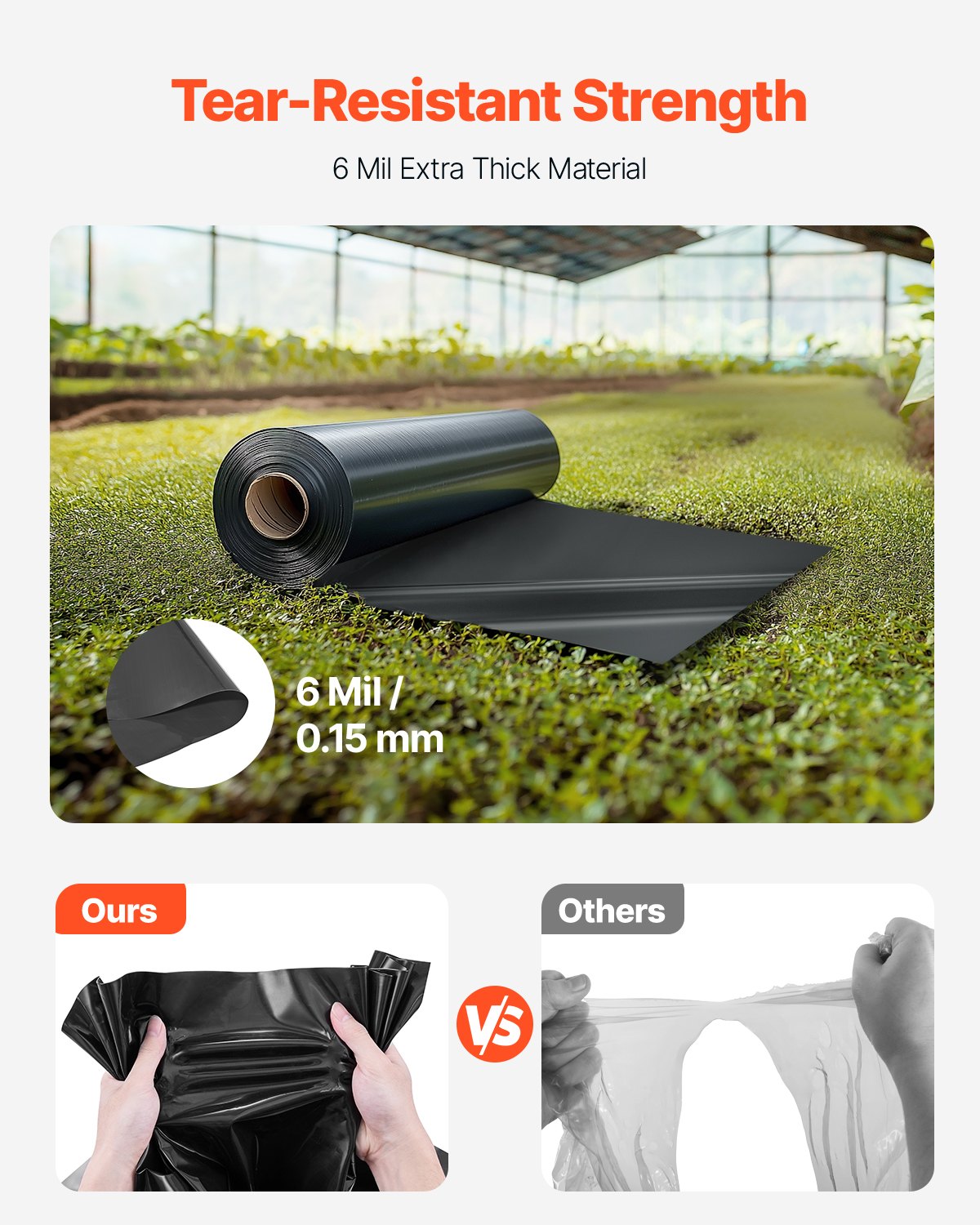 6Mil Plastic Sheeting Roll 24 x 100 FT Heavy Duty Polyethylene Black V952-SLM24FT100FTKVEHIV0