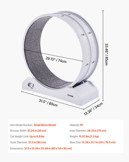 Cat Exercise Wheel, 31.5 in, Large Cat Running Wheel with Secure Brake & Carpeted Runway, Quiet Operation Cat V952-SLMPBJBSPP31K33DZV0