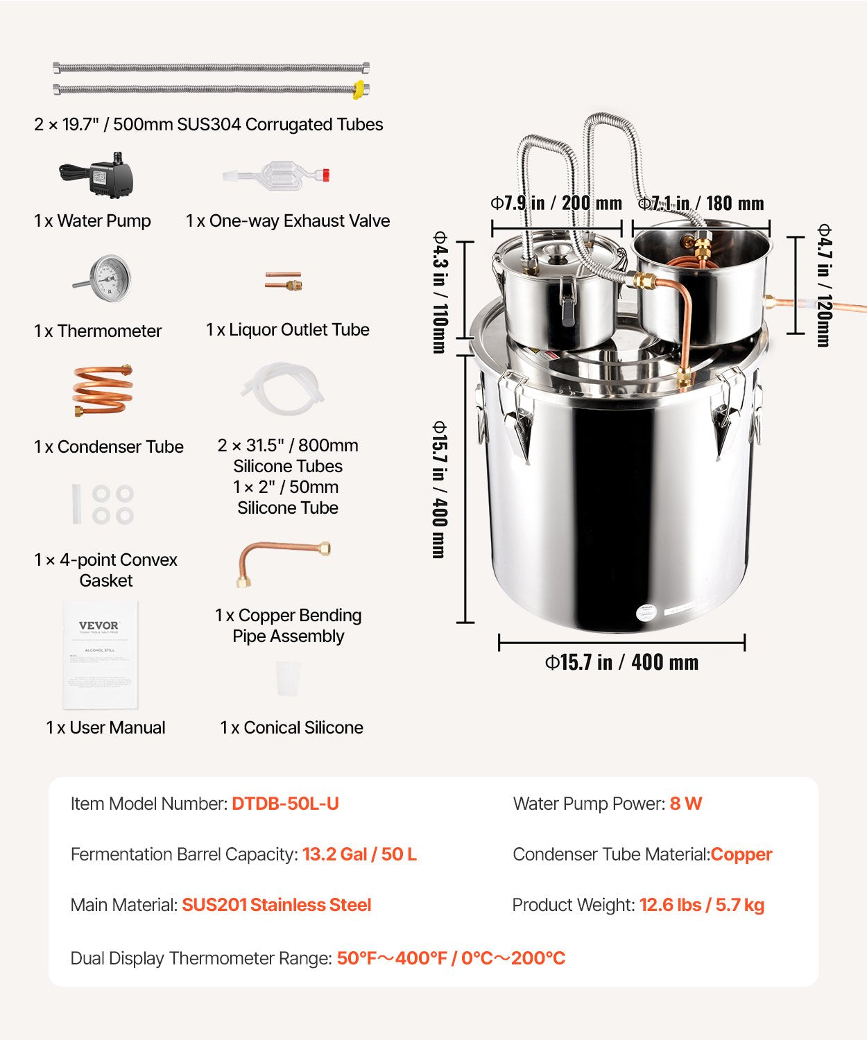 Moonshine Still Water Alcohol Distiller 13.2Gal w/Thumper Keg & Water Pump V952-SLNTZLQYS132J2YX9V3