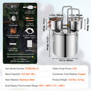 Moonshine Still Water Alcohol Distiller 13.2Gal w/Thumper Keg & Water Pump V952-SLNTZLQYS132KEQNIV3