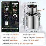 Moonshine Still Water Alcohol Distiller 3Gal w/ Water Pump Stainless Steel V952-SLNTZLQYS35LKMGUCV3
