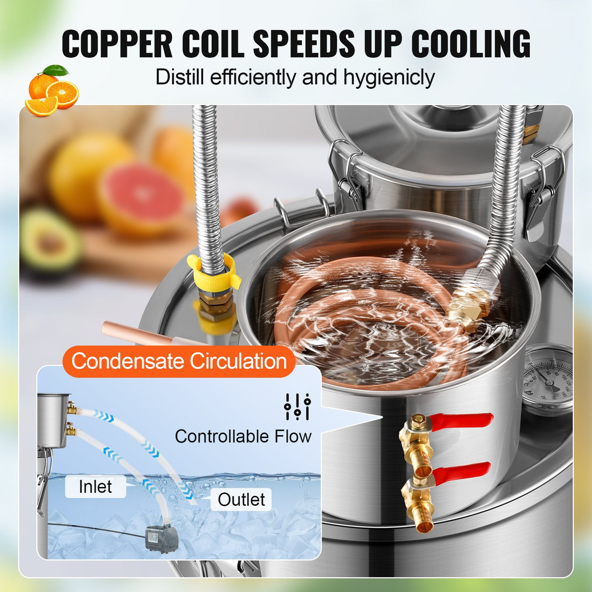 Alcohol Still, 5 Gal / 19 L Stainless Steel Water Alcohol Distiller with Copper Coil for Fast Cooling, Dual V952-SLNTZLQYS5JL5CR5ZV3