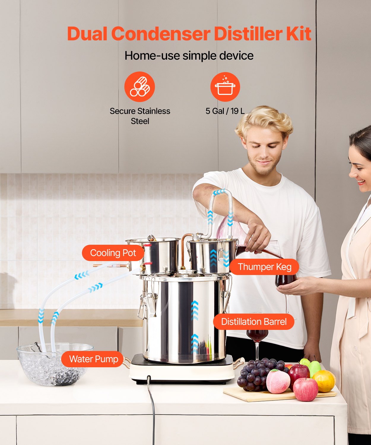 Moonshine Still Water Alcohol Distiller 5Gal w/Thumper Keg & 8W Water Pump V952-SLNTZLQYS5JLUV2A0V3