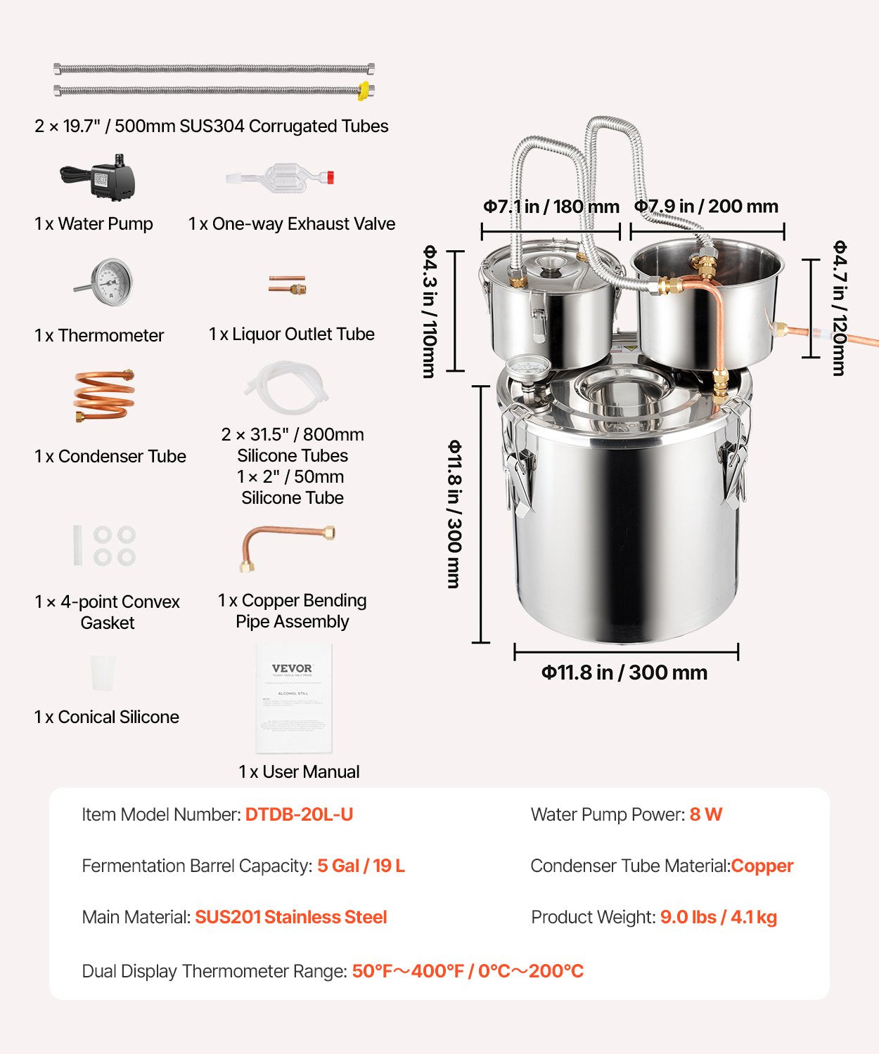 Moonshine Still Water Alcohol Distiller 5Gal w/Thumper Keg & 8W Water Pump V952-SLNTZLQYS5JLUV2A0V3