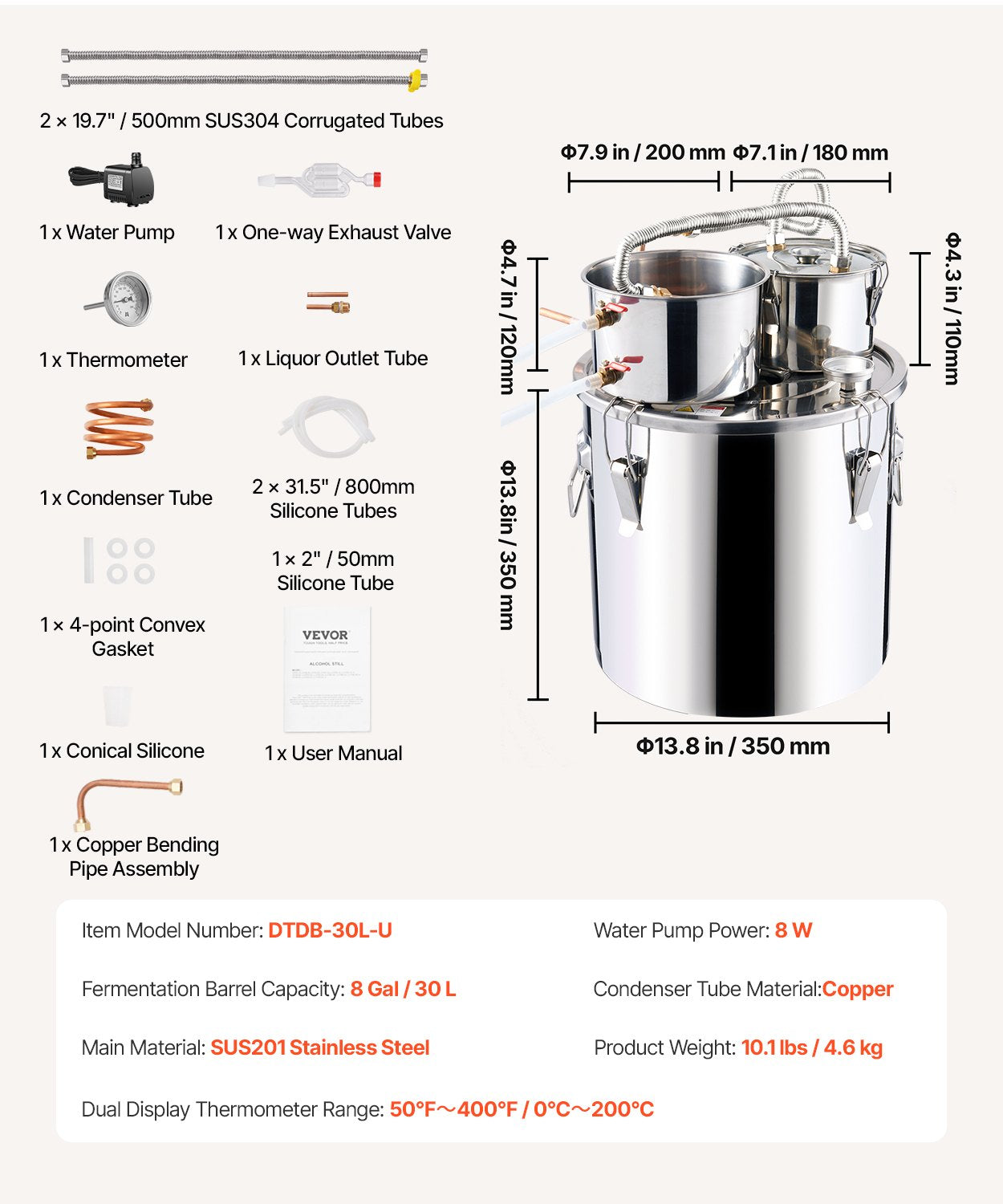 Moonshine Still Water Alcohol Distiller 8Gal w/Thumper Keg & 8W Water Pump V952-SLNTZLQYS8JLFQ1JNV3