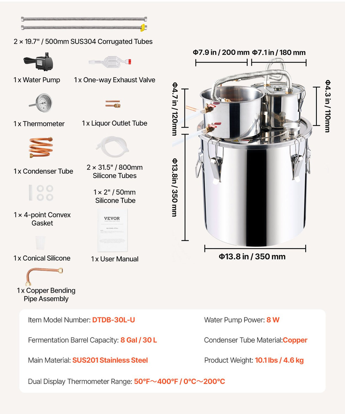 Moonshine Still Water Alcohol Distiller 8Gal w/Thumper Keg & 8W Water Pump V952-SLNTZLQYS8JLFQ1JNV3
