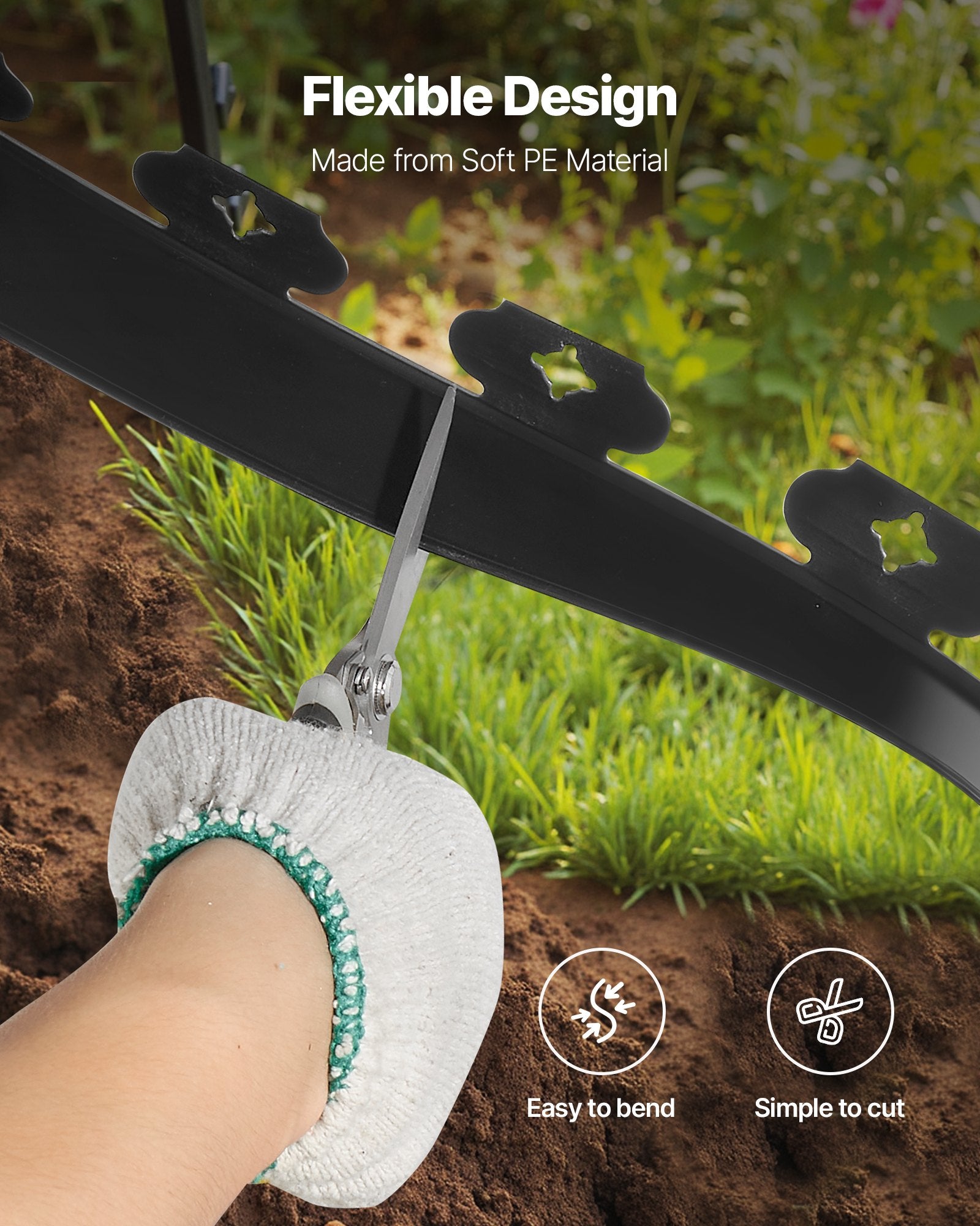 Landscape Edging, 3000 x 4 cm Plastic Garden Border Edging with 120 Spikes, No Dig, Flexible Lawn Edgings V952-SLPZ100FT15I7OUMN001V0