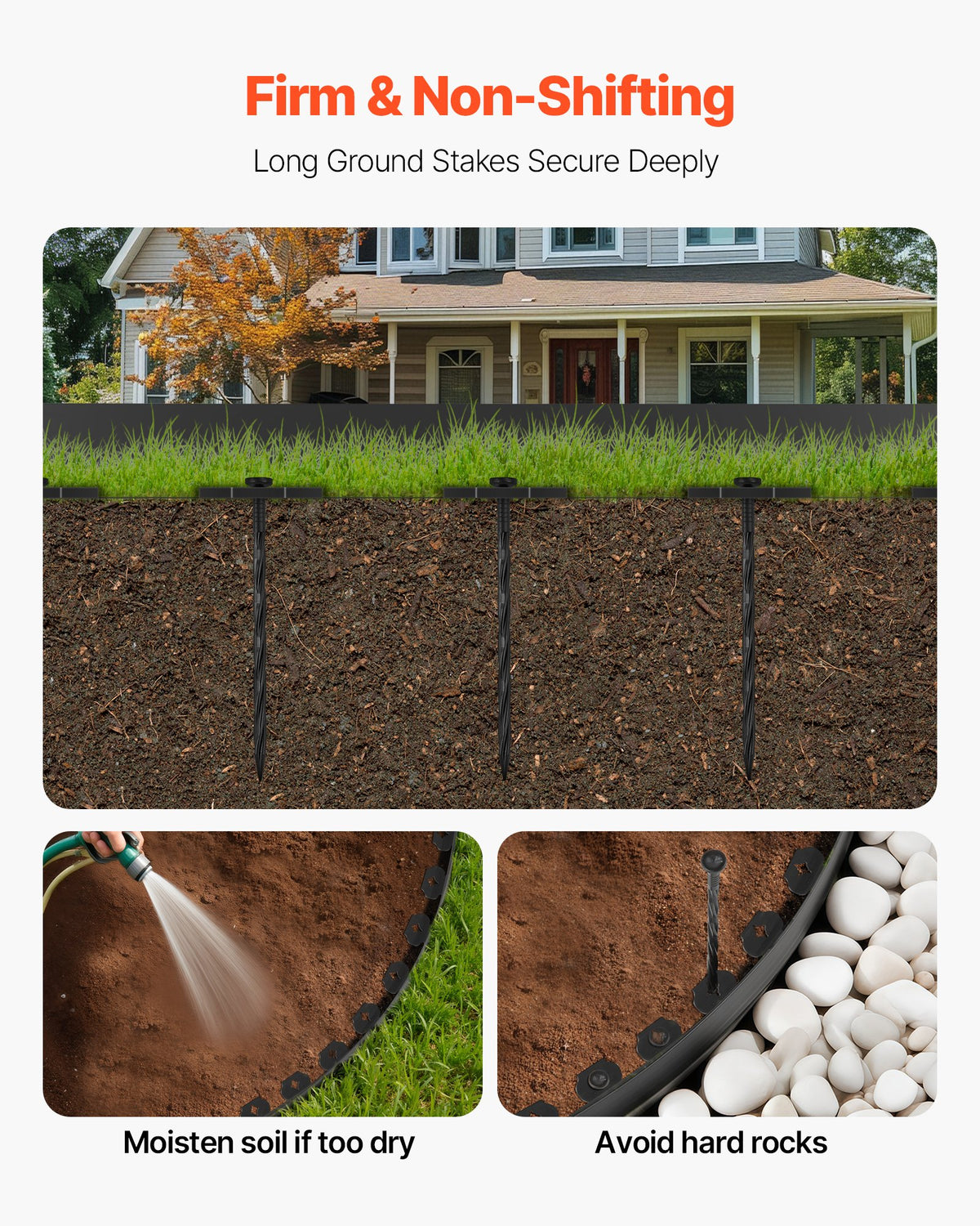 Landscape Edging, 3000 x 4 cm Plastic Garden Border Edging with 120 Spikes, No Dig, Flexible Lawn Edgings V952-SLPZ100FT15I7OUMN001V0