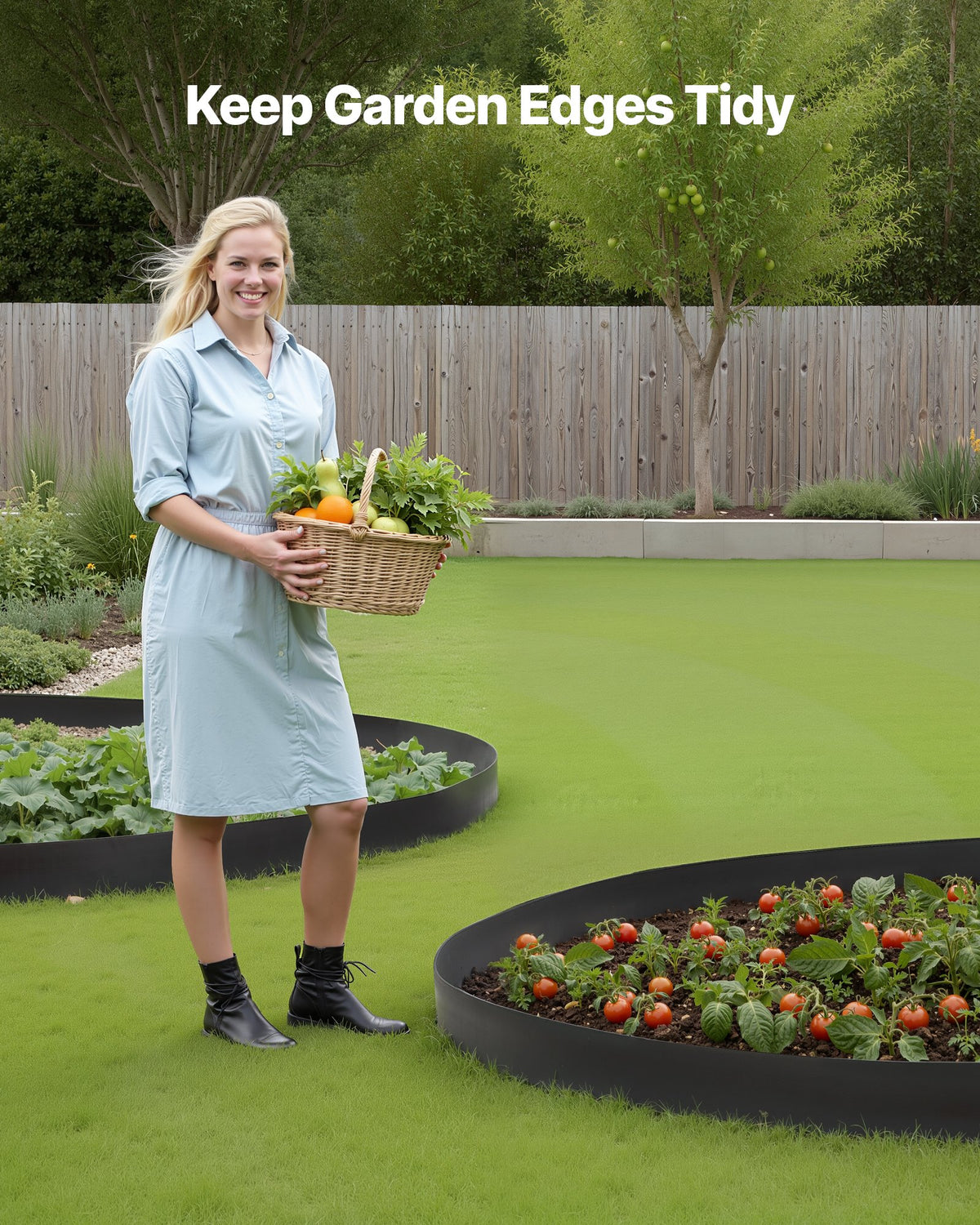Landscape Edging, 2000 x 10 cm Plastic Garden Border Edging with 30 Spikes & 2 Ground Stakes, No Dig, V952-SLPZ66FT4INCGWH0J001V0