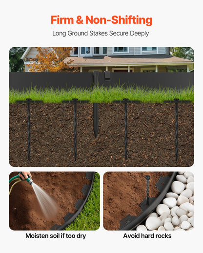 Landscape Edging, 2000 x 10 cm Plastic Garden Border Edging with 30 Spikes & 2 Ground Stakes, No Dig, V952-SLPZ66FT4INCGWH0J001V0