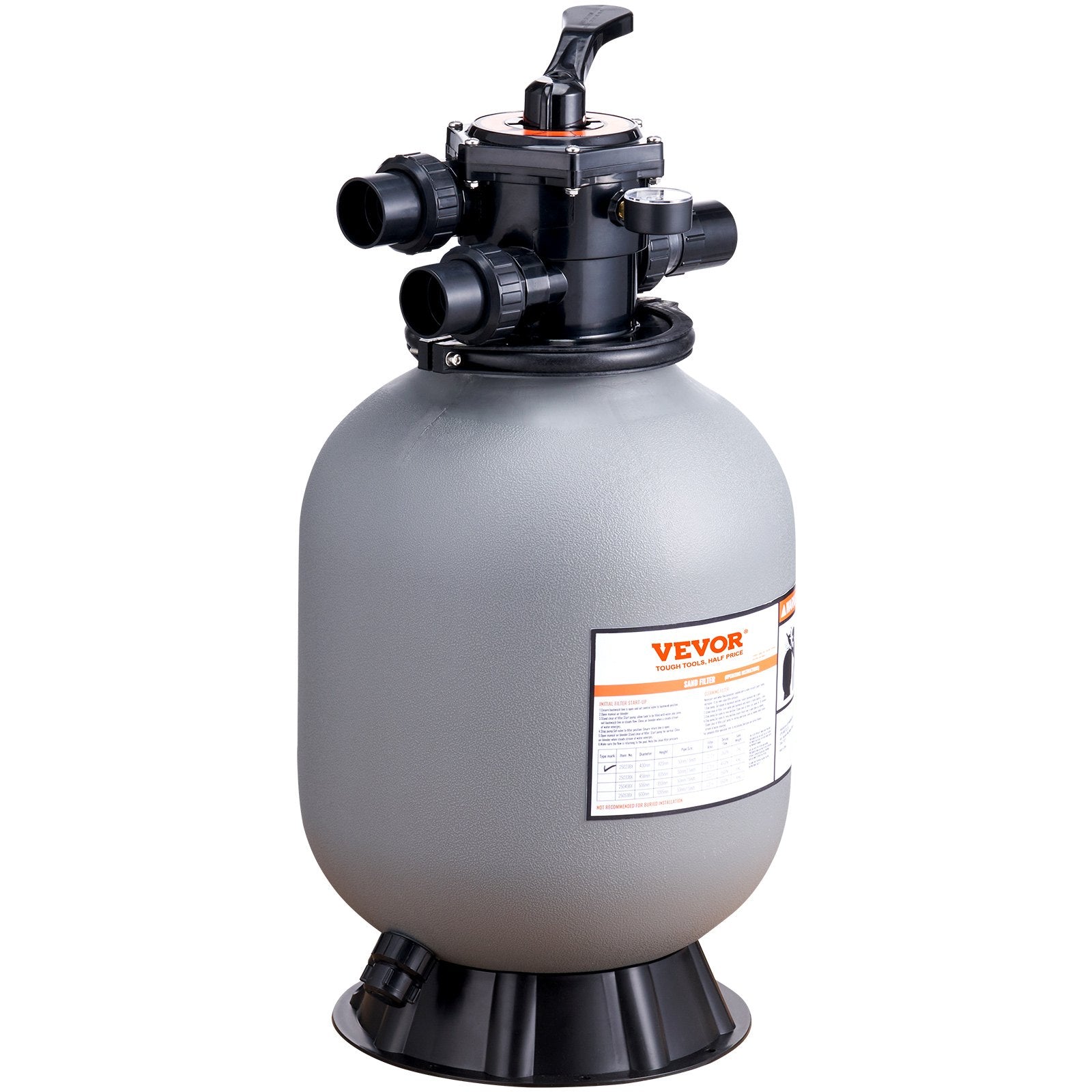 Sand Filter, 16-inch, 406.4mm, Up to 35 GPM Flow Rate, Above Inground Swimming Pool Sand Filter System with V952-SLQYC1635GPM7QADPV0