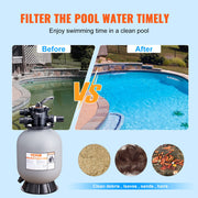 Sand Filter, 16-inch, 406.4mm, Up to 35 GPM Flow Rate, Above Inground Swimming Pool Sand Filter System with V952-SLQYC1635GPM7QADPV0
