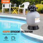 Sand Filter, 19-inch, 482.6mm, Up to 45 GPM Flow Rate, Above Inground Swimming Pool Sand Filter System with V952-SLQYC1945GPM76BDMV0