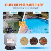 Sand Filter, 19-inch, 482.6mm, Up to 45 GPM Flow Rate, Above Inground Swimming Pool Sand Filter System with V952-SLQYC1945GPM76BDMV0