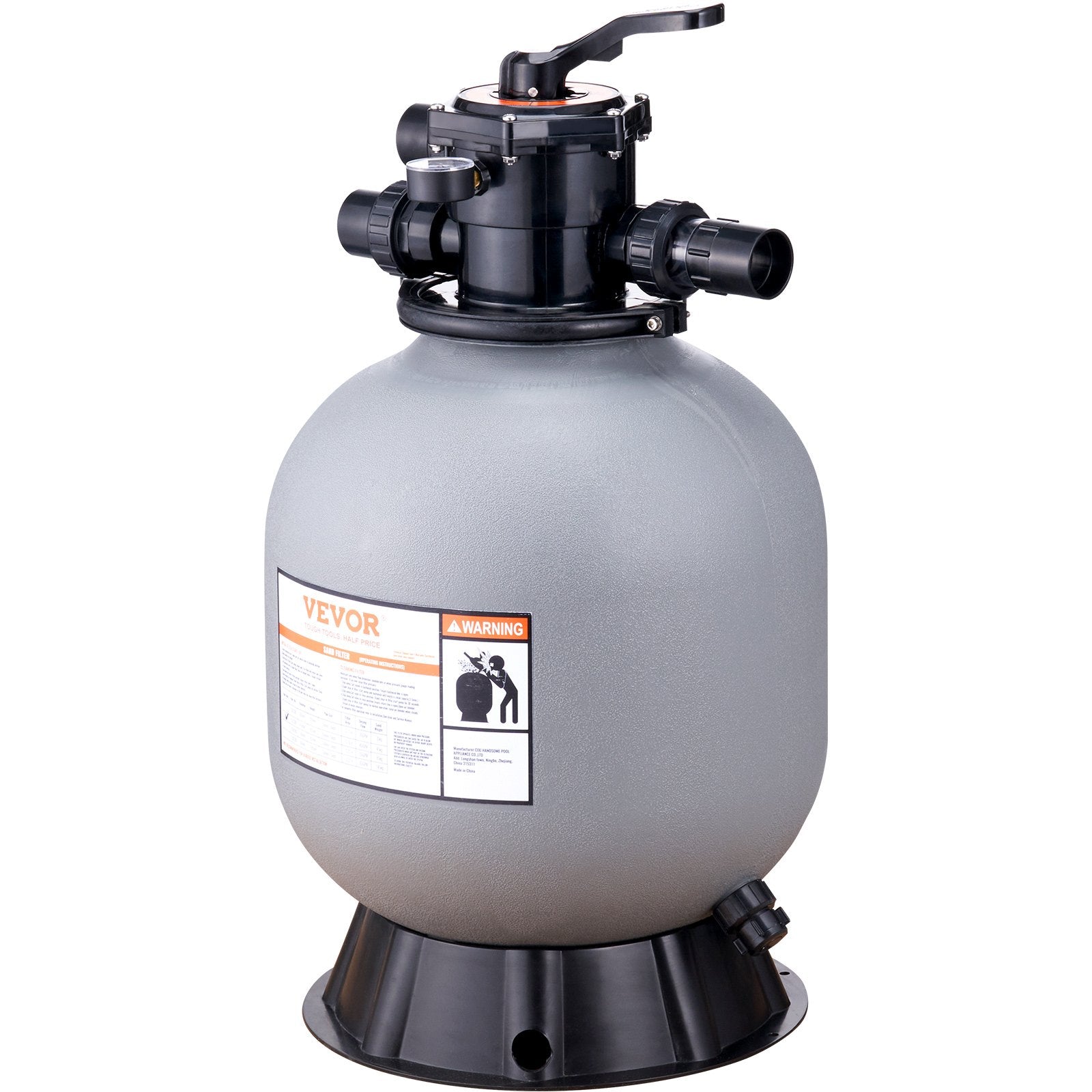 Sand Filter, 19-inch, 482.6mm, Up to 45 GPM Flow Rate, Above Inground Swimming Pool Sand Filter System with V952-SLQYC1945GPM76BDMV0