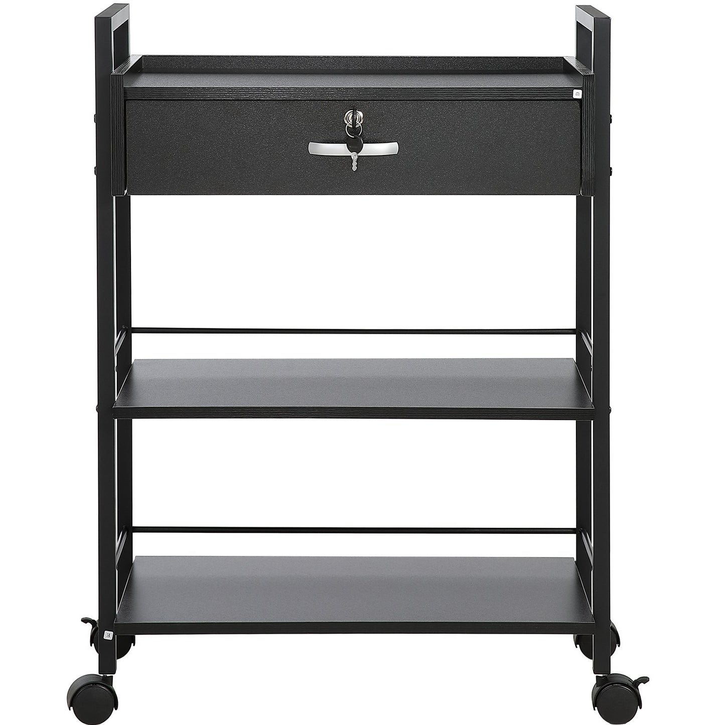 Beauty Salon Trolley Cart, 3-Tier Hair Salon Stations Cabinet for Stylist with Lockable Drawer, MDF Rolling V952-SLTCCTKHS1CMNOC7HV0